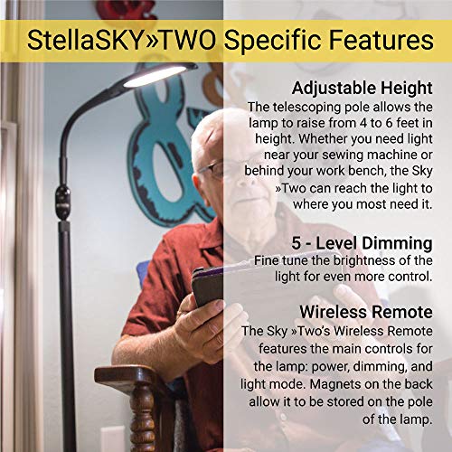 Stella Sky Two Premium 10W LED Floor Task Lamp White Adjustable
