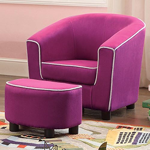 Millbury Home Joshua Kids Club Chair and Ottoman, Bright Pink