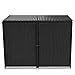 vidaXL Double Wheelie Bin Shed Poly Rattan Black Dustbin Shed Waste Bin Hider