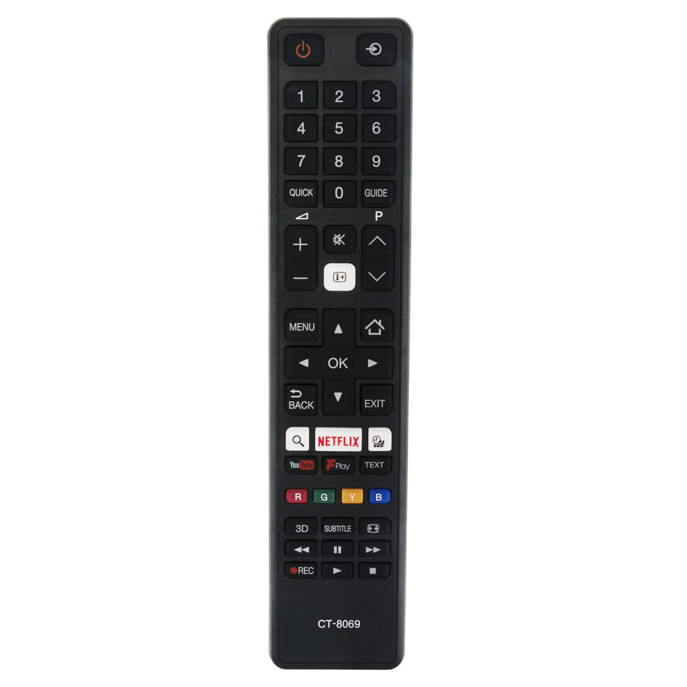 VINABTY CT-8069 CT8069 Replacement Remote Control Fit for Toshiba TV 24D3753DB 32D3653DB 32D3753DB 32L3753DB 32W3753DB 32W3753DG 43L3753DB 43U5766DB 43U6663DB 43U6763DB 43V6763DB 49L3653DB 49L3658DB