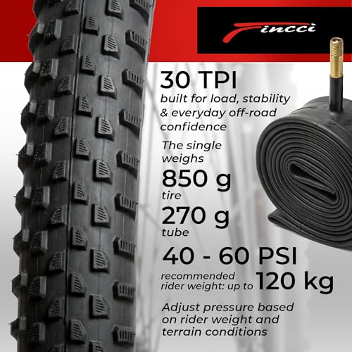 Fincci Bici Copertoni MTB 29 x 2.1 - Set di Nero Pneumatici Pieghevoli 29" con Protezione Antiforatura 1 mm e 2 Camere d'aria 52-622 - Imballaggio Gomme 29" per Gravel & Mountain & E bike