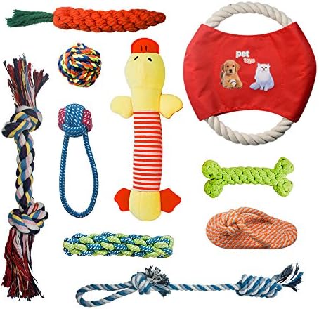 AIRGOOD Dog Toys Gift Set Variety Puppy Chew Teething Rope Toys Set for Large Medium Small Doggie - 10 Pack