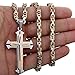 Trendsmax Polished Stainless Steel Gold Silver Cross Crucifix Pendant Necklace Chain For Mens Boys 5mm Byzantine Chain 26inch