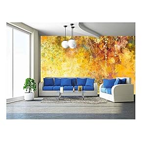 Abstract Watercolor Painting, White Flowers and Soft Color Leaves - Removable Wall Mural | Self-Adhesive Large Wallpaper - 66x96 inches