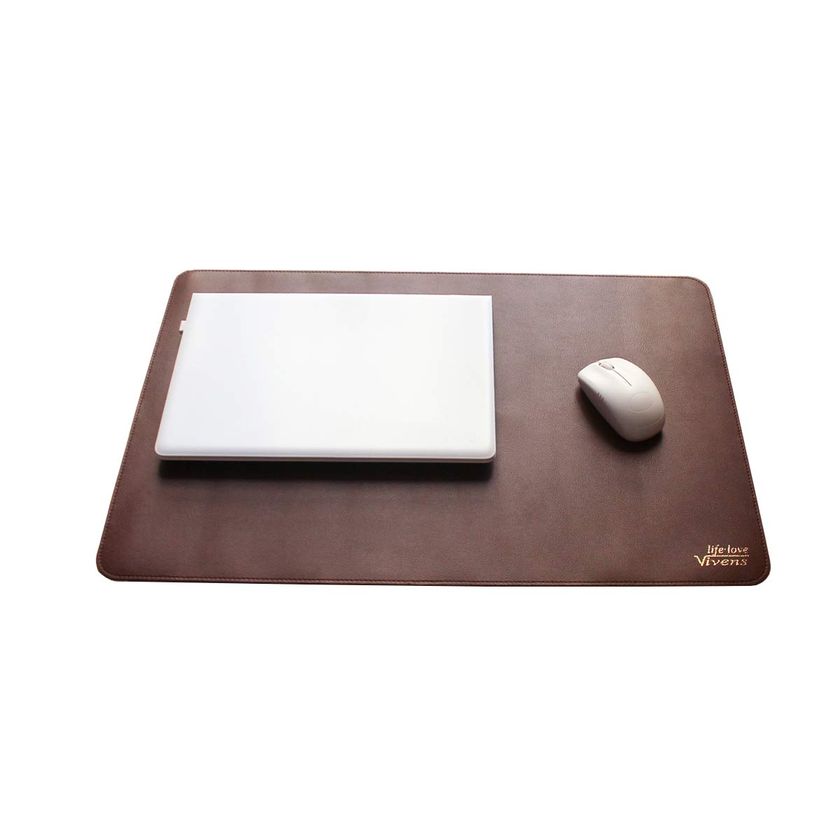 VIVENS Multifunctional PU Leather Desk Pad, Large Mouse Pad 60 x 40 cm, Laptop Desk Mat, Waterproof Double-Sided Non-Slip Office Notepad for Office and Home (Brown)