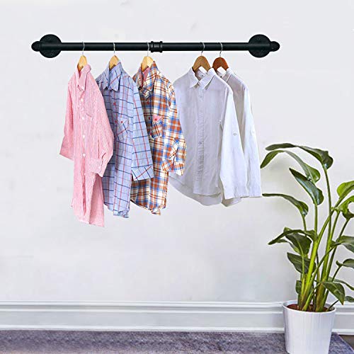 TLBTEK Industrial Pipe Clothes Rack,Heavy Duty Rustic Clothes Hanging