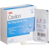 3m Cavilon No-Sting Barrier Film, Gentler Way to Protect Skin from Body Fluids, Adhesives, and Friction, Alcohol Free Barrier Film, Hypoallergenic and Latex Free, Swabs, Box of 25