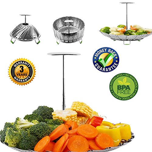 Steamer Basket Instant Pot Accessories Vegetable Steamer 6 Quart Food For 8 Set Steam Baskets 4 Pressure Cooker Steam Rack Stainless Accessory Cake Tray 6 Qt Veggie Cooking Steaming by wellvel