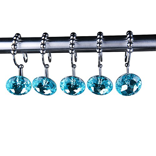 Looca Bling Big Crystal Shower Curtain Rings Double Glide with 100