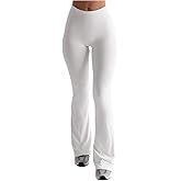 RoseSeek Women's Flared Leggings Elastic Waist Mid Rise Yoga Pants Casual Trousers