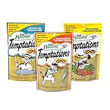 All Natural Temptations Cat Treats Variety Pack - 3 Natural Flavors (Wild Alaskan Salmon, Free Range Chicken, and Yellow Fin Tuna Flavors) 3 Pouches - 2.47 Oz