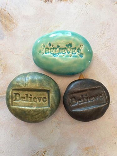 Lot of 3 BELIEVE Pocket Stones - Inspirational Art Pieces by Inner Art Peace