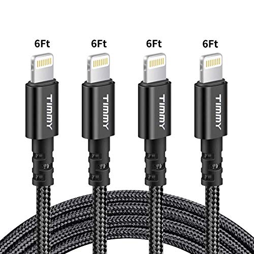 TIMMY iPhone Charger 3PACK 6Feet Nylon Braided Long USB Fast Charging Cable High Speed Connector Data Sync Transfer Cord Compatible with iPhone Xs Max/X/8/7/Plus/6S/6/SE/5S iPad Black - Thumbnail 5