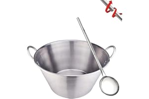 ARC ADVANCED ROYAL CHAMPION ARC Stainless Steel 25 Inches Heavy Duty Mexican Cazo Para Carnitas With 36"Large Spoon, 69QT Large Outdoor Wok Great for Carnitas and Braising