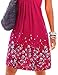 OMEYA WL Women's Summer Casual Loose Mini Dress Print Pleated Sleeveless Sundress A-Line Beach Dresses (S, Rose Red)
