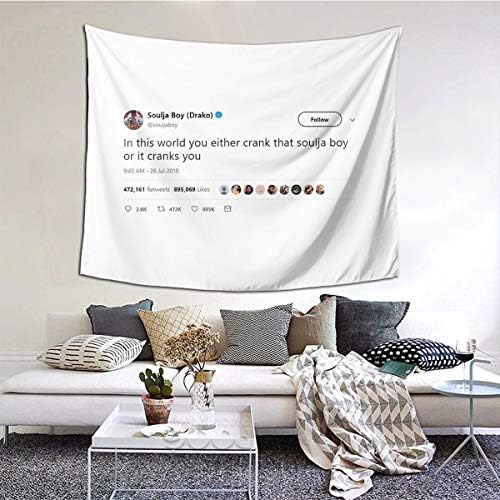 ROILY Soulja Boy Tweet Boutique Tapestry Wall Hanging Tapestry Vintage Tapestry Wall Tapestry Micro Fiber Peach Home Decor 59.1×51.2 in