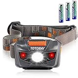 Waterproof LED Headlamp Flashlight- 4 Modes(White lights/ Red Lights and SOS)- Great for Reading Running, Hiking, Camping, Kids and More, Long Battery Life (3AAA Batteries Included)