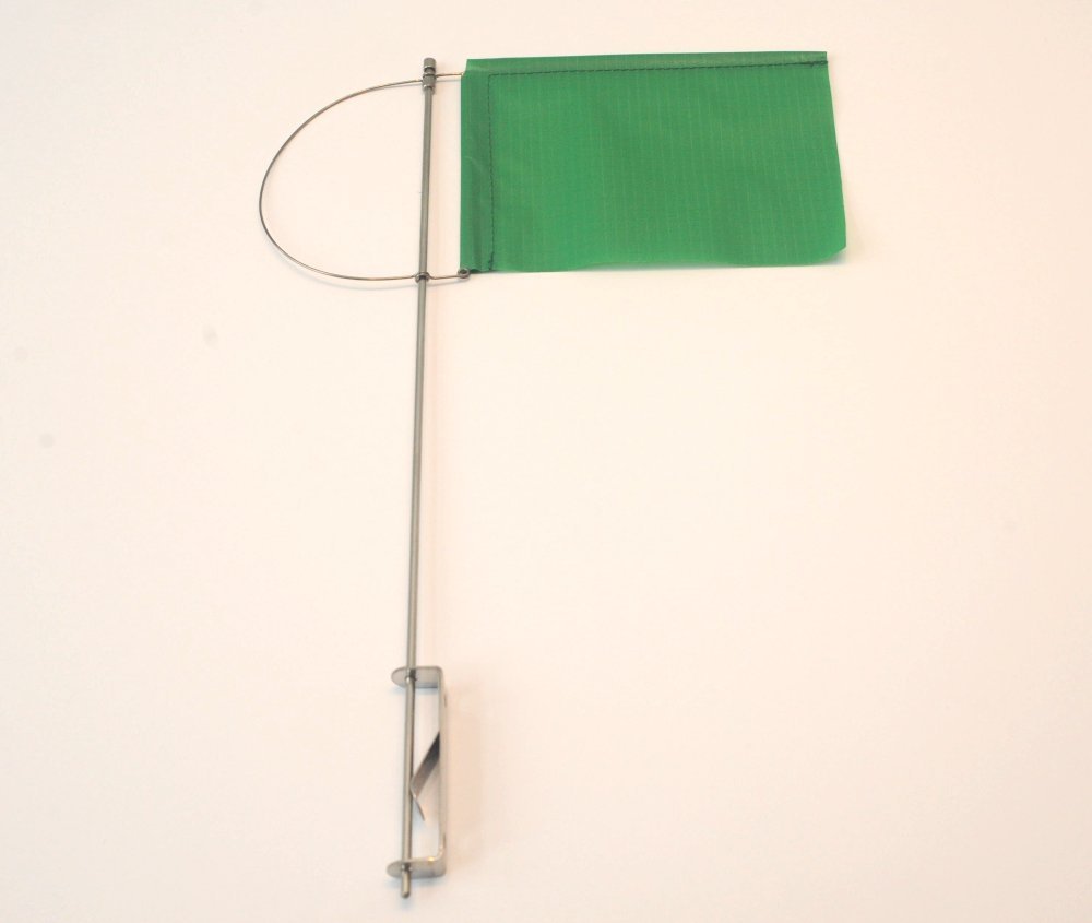 New Marine, weather vane with a side mount and flag in green, 100 mm