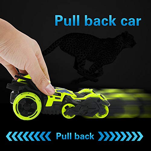 image for Vanskee 3 in 1 Pull Back Vehicles Pull Back Car Catapult Motorcycles T