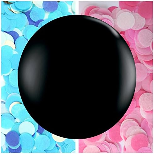 36" Black or Polka Dot Gender Reveal Balloon - Reveal Party Balloon Pop - Plus Pink and Blue Confetti - Ready to Ship