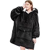YUGYVOB Blanket Hoodie Oversized Sherpa, Wearable Blanket Warm & Cozy, Sweatshirt with Gaint Pocket, Gifts for Women, Men