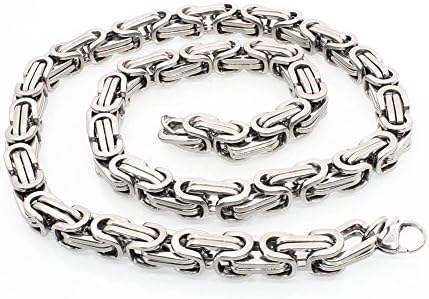 My4you Classic Byzantine Men's Stainless Steel Bracelet Link Bracelet and 18-40inch Nacklace (28, steel)