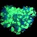 JUSLIN 300pcs Glow in the Dark Garden Pebbles, Green Blue White, with Gardening Glove and Shovel for Gardening Decorations