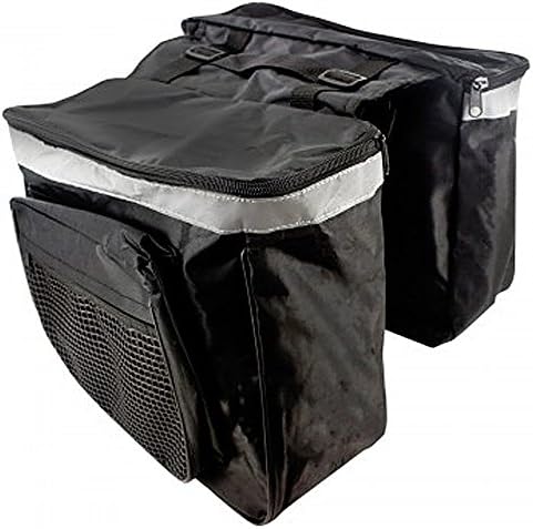 Vejo Bike Saddle Pannier for Rear Rack Converts to Messenger Bag with Detachable Strap, Reflective Trim, Black