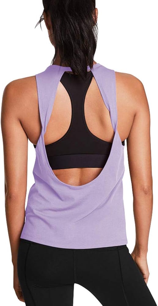 Mippo Womens Cute Workout Tops Open Back Yoga Shirts Gym Clothes Running Tank Tops