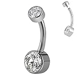 FINE4U Titanium Belly Button Rings 14G 12mm - ASTM