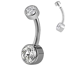 FINE4U Titanium Belly Button Rings 14G 12mm - ASTM