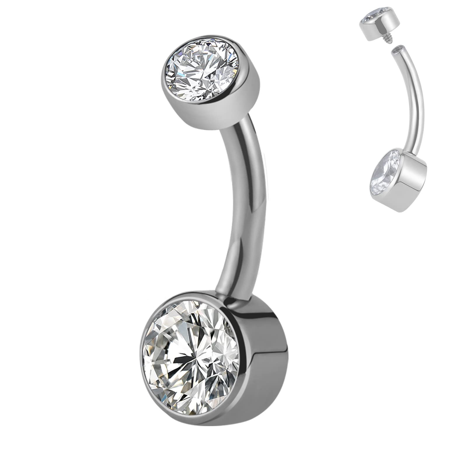 FINE4U Titanium Belly Button Rings 14G 12mm - ASTM
