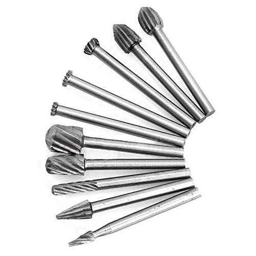 ECLEAR 20pcs Shank Engraving Bit Cutter HSS Routing Bit Rotary Burrs File Set Wood Milling Woodworking Carved Tools