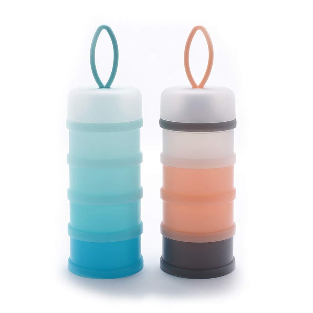 Queta 2pcs Baby Milk Powder Dispenser 480ml Twist-Lock Stackable On-The-Go BPA Free Milk Powder Dispenser & Snack Storage Container/Grain/Food/Fruit/Snacks