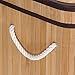 SONGMICS Divided Laundry Hamper Two-section Basket Double Dirty Clothes Storage Sorter with Lid Handles and Removable Liner Natural Bamboo Color ULCB64Y