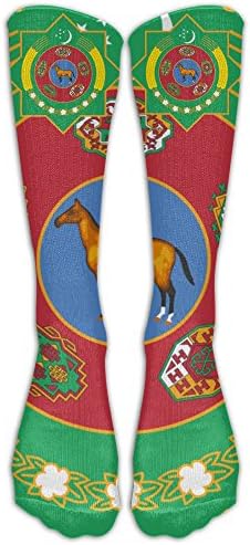 Turkmenistan National Emblem Crew Sock Long Socks Sports Socks For Travel Leisure For Women And Men - Best Travel & Flight Socks - Running & Fitness.