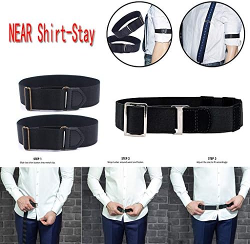 Motop Shirt Stays Garter,Garters Shirt Stays Suspender Tucked with Non-Slip Locking Clamps,Shirt-Stay Best Belt Cuff Clips,Elastic Adjustable Shirt Suspenders Tucker Non-Slip Clips