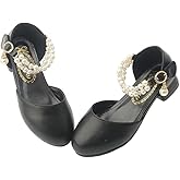 GOJERP Toddler Flower Girls Dress Shoes Wedding Party School Glitter Low Heel Mary Jane Princess Pumps Sandals for Little Kids