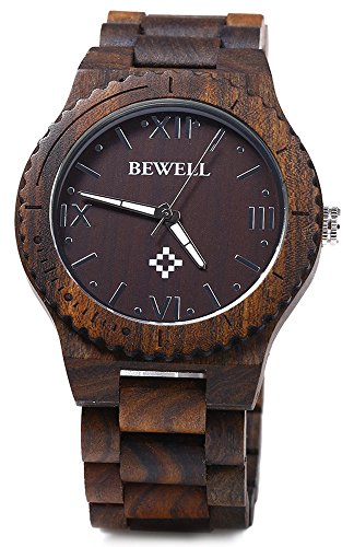 Bewell zs-w065a men wooden watch roman numeral scales e…