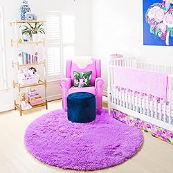 ONASAR Purple Round Area Rug 4ft, Soft Bedroom