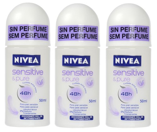 Nivea Sensitive & Pure Anti-perspirant Roll-on Deodorant 50 Ml. (Pack of 3)