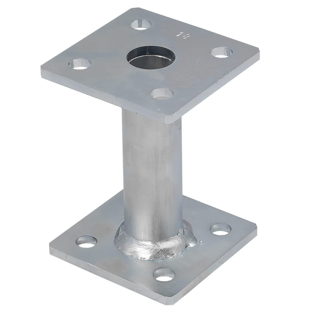 Heavy Duty Postfoot Silver Galvanised Post Base Support for Pergola Terrace Gazebo Connecting Wooden Posts with Concrete (100mm x 100mm x 150mm)