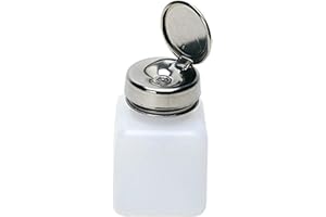 MENDA 35305 High-Density Polyethylene/Hdpe/Steel/Low-Density Polyethylene/Ldpe Dispensing Bottle, One-Touch Liquid Dispenser Pump, Natural Square HDPE, 4 oz., 6 fl. oz. Capacity