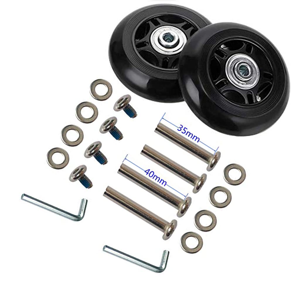 Photo 1 of 1 Pair/2pcs Luggage Suitcase Replacement Wheels 72mm*24mm, Rubber Swivel Caster Wheels 6mm Bearings Repair Kits (OD72xThk24mm/2.83x0.94in)