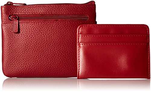 Buxton Large ID Coin/Card Case Wallet, Dark Red, One Size