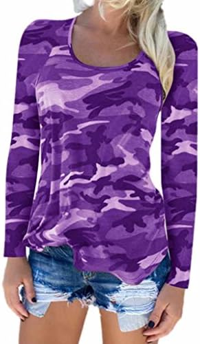 Christmas Blouse，Womens Camouflage T-shirt Long Sleeve Casual Loose Tops Ladies Blouse (Purple, XL)