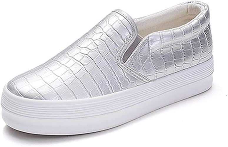 Amazon イノヤシューズ 厚底 スリッポン レディース ローファー 厚底スニーカー 黒 厚底靴 ラウンドトゥ カジュアル 日常 通学 旅行 軽量 通気 痛くない ローカット 24 5cm 大きいサイズ 立ち仕事 疲れない 靴 妊婦 シルバー ぺたんこ 走れる イノヤシューズ