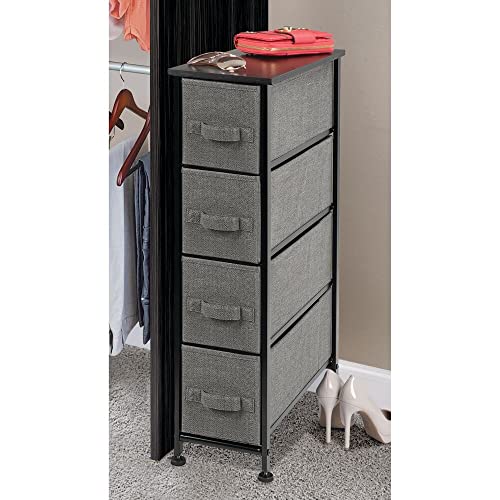 mDesign Modern 4 Drawer Tall Storage Tower Organizer Nightstand, Side