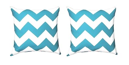 Amazon Com Manual Pair Of Turquoise Blue And White Chevron Print