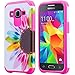 Galaxy Wireless Compatible for Samsung Galaxy Core Prime Case [Shock Absorption] Hybrid Dual Layer Armor Defender Protective Case Cover for Galaxy Core Prime Case, Pink Sunflower